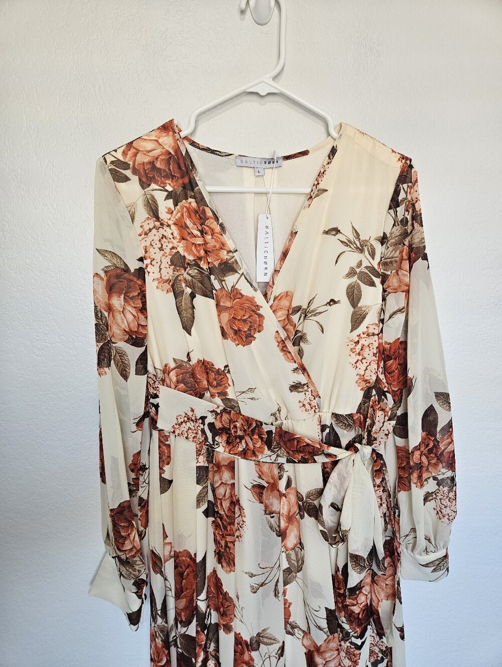 NWT Baltic Born | Lydia Fall Floral Flower Maxi Long Sheer Dress Women Large - Picture 4 of 7